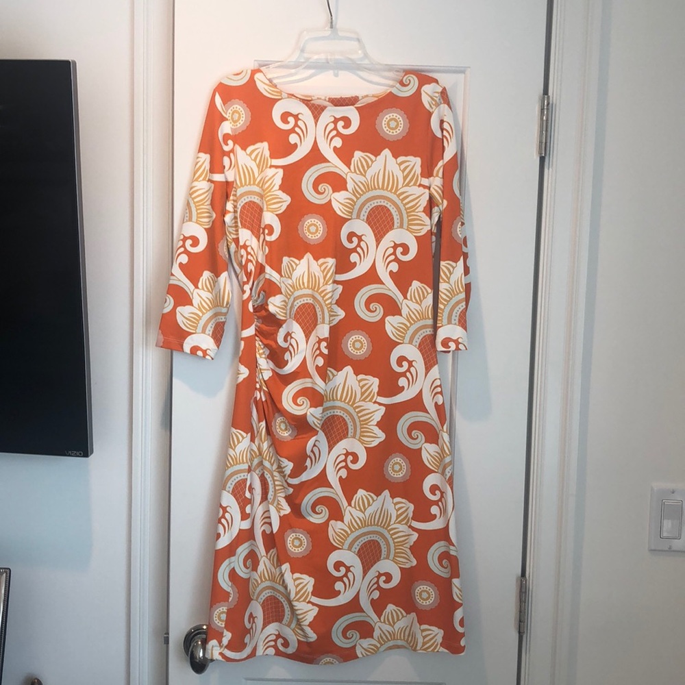 J. McLaughlin orange stretch sheath dress